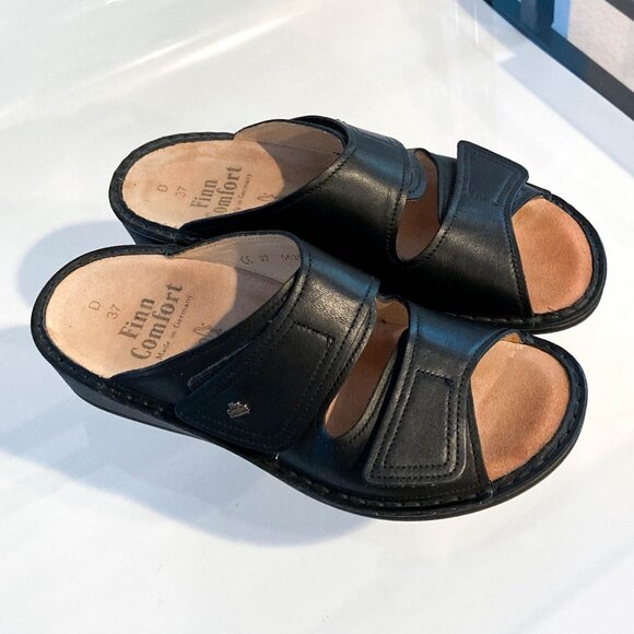 Finn Comfort Jamaika German Sandals Black Leather - 37 - Picture 1 of 10
